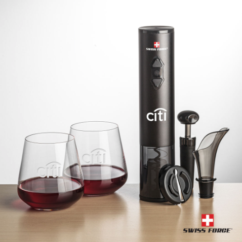 Swiss Force® bottle opener and Breckland stemless wine set
