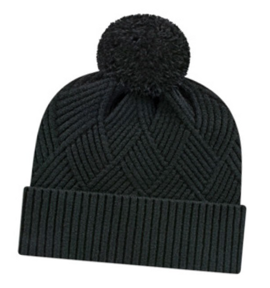Tuque - Bonnet en tricot à tissage diagonal haut de gamme avec revers
