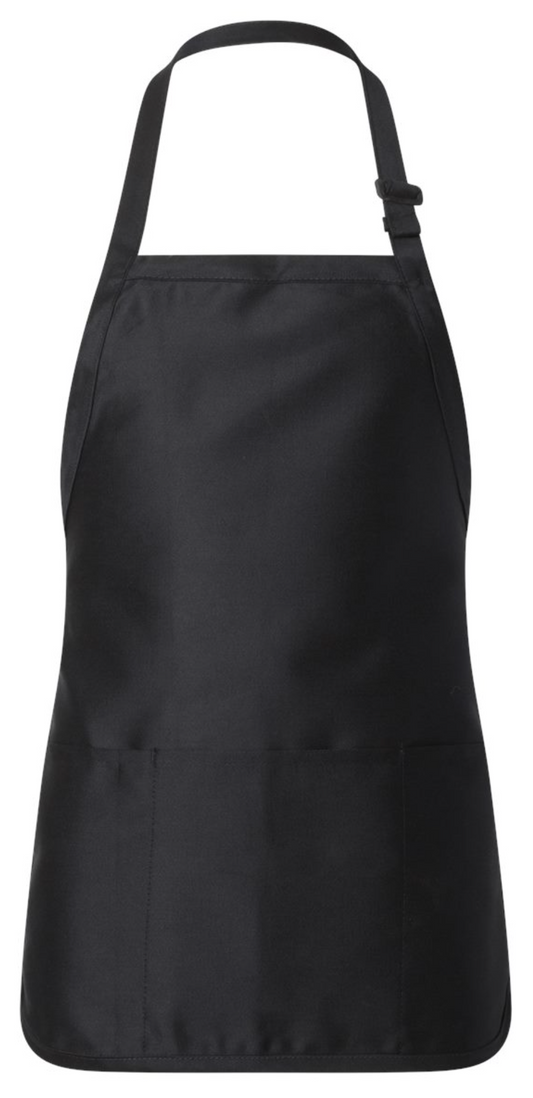 Long apron with belly pockets